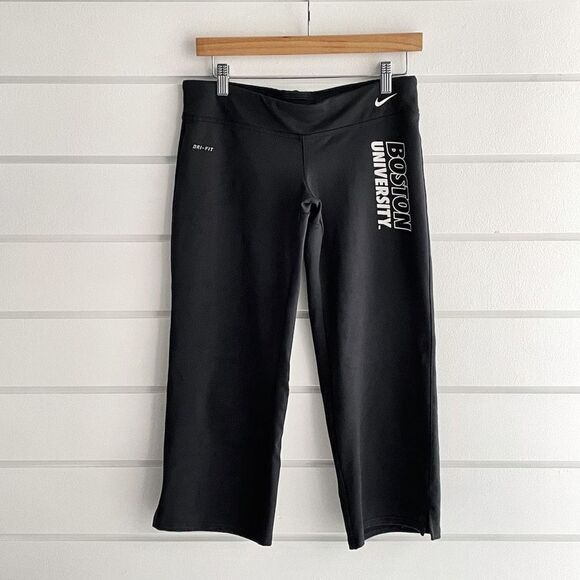 Nike Dri-Fit Women's Black Boston University Low Rise Workout Capris Small - Picture 1 of 11